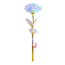 Creative Bright Golden Rose with Wire Light, Gift Box & Love Base - Compatible with Galaxy Rose. Everlasting Crystal Mother's Day Gift.