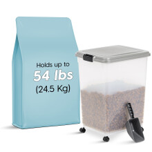 IRIS USA, 54 Lbs. Airtight Pet Food Container | Dog & Cat Food Storage Bin with Scoop