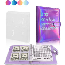 100 Day Savings Challenge Book with Cash Envelopes & Tracker, Compatible with 100 Envelopes Money Saving Challenge Wallet, $5,050 A5 Budget Binder