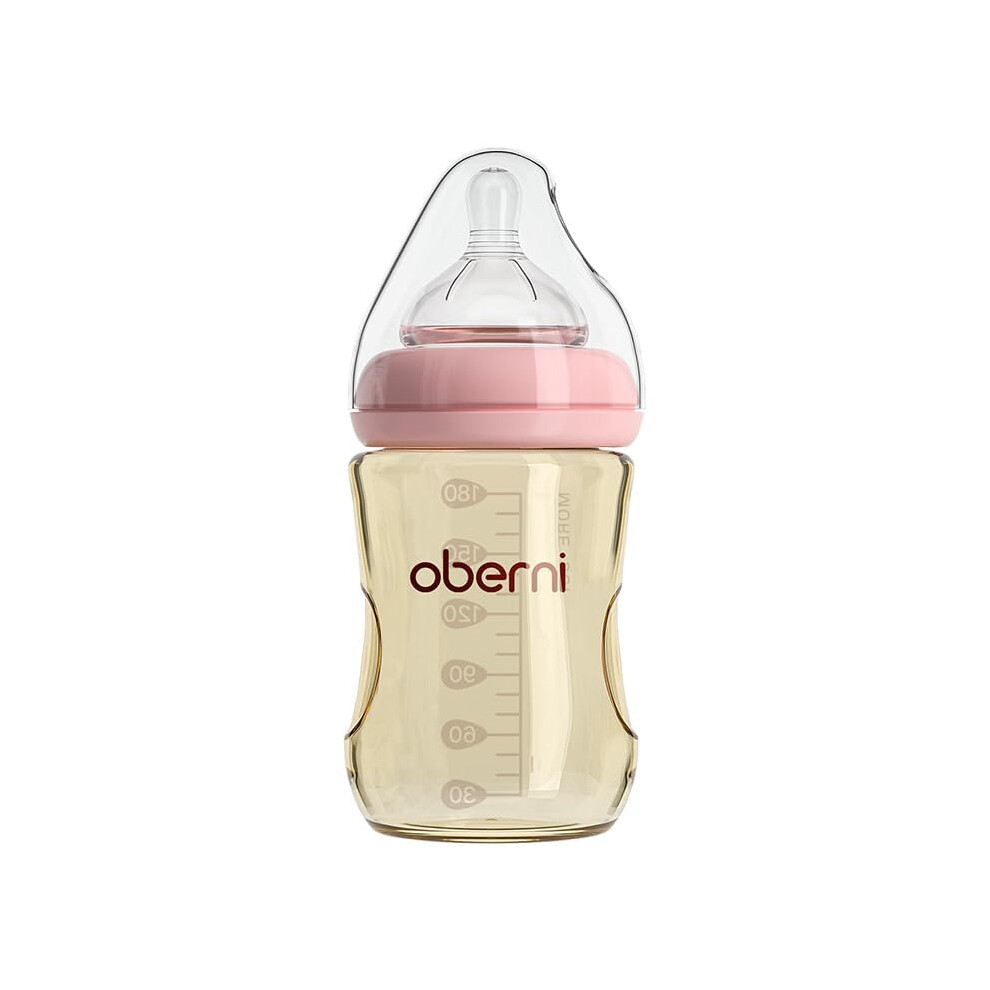 Oberni Ppsu Baby Bottles, Anti Colic Breastfeeding Bottles With Natural Response Nipple S, 6Oz 0-6M (1 Pack) Pink