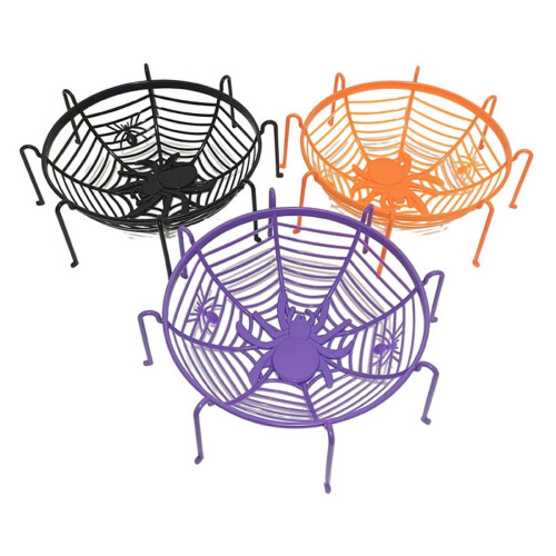 3PCS Halloween Plastic Spider Web Candy Bowl Suitable For Fruit And Vegetable Basket