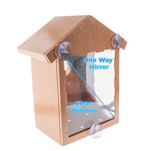 2 See Through One Way Mirrored Bird House - Suction Cup Window Mounted Bird Nesting Box 2