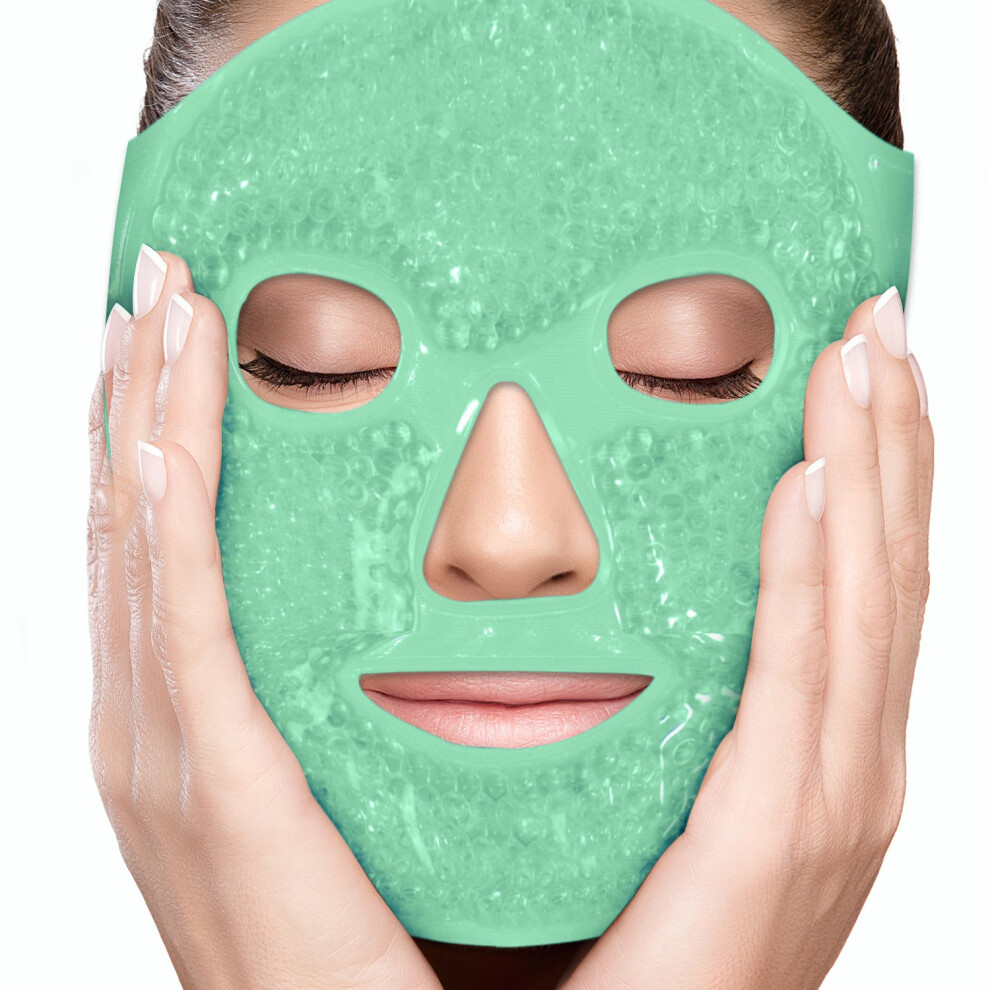 Gel Face Mask and Reusable Gel Bead Eye Mask for Hot and Cold Therapy, Puffiness and Migraine Relief
