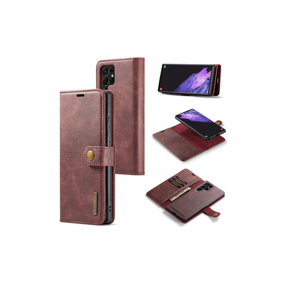 Dg.ming 2-In-1 Magnet Wallet Compatible With Samsung Galaxy S24 Ultra Red 9004841022666