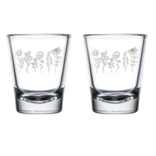 Set of 2 Shot Glasses 1.75oz Shot Glass Gift Wildflowers Wild Flowers