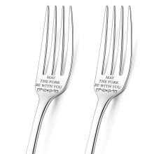 1Set Word Pattern Stainless Steel Fork Black 20.3x2.4x0.2~0.3cm Packing Box: 27.5x9.3x3.6cm 2pcs/set