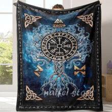 Viking Valhalla Pattern Blanket, Soft Warm Throw Blanket, Air-conditioned Room Blanket, Warm Nap Blanket for Home Office Travel Camping