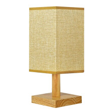 Jubipavy 3-Way Dimmable Table Lamp with Flaxen Shade, Solid Wood Base, LED Bulb Included – Perfect for Bedroom, Living Room, Office
