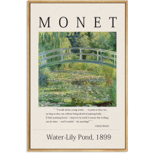 Canvas Print Wall Art, compatible with Claude Monet The Water Lily Pond, 12"x16" Natural, for Living Room, Bedroom, Office