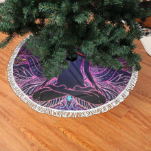 Jupe de sapin de Noël en dentelle à franges, style bohème mandala, douce, légère et agréable au toucher, 91 cm (36 pouces)
