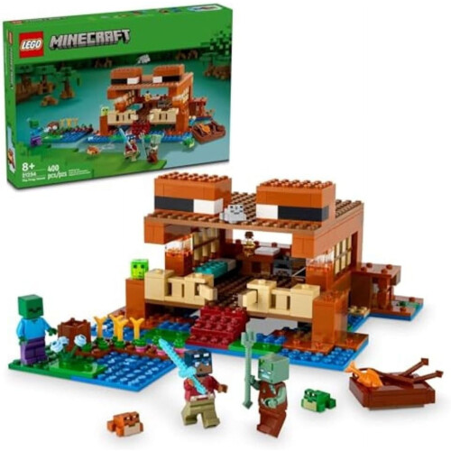 Παιχνίδι κατασκευής σπιτιού Minecraft The Frog House για παιδιά, συμβατό με ζώα και βάρκα