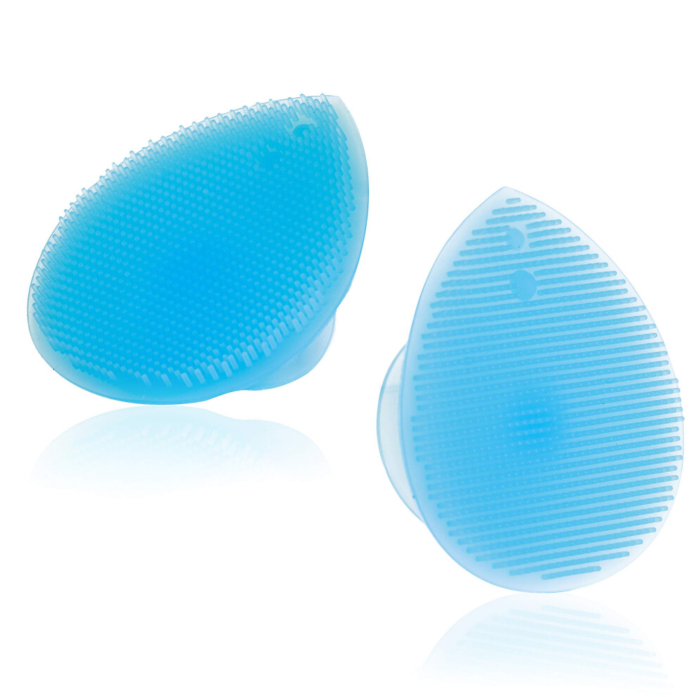 Blue Facial Cleansing Brush Dual Pack Silicone Face Scrubber For Sensitive Skin Gentle Exfoliation