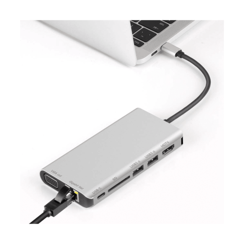 Type-C-dokkingstasjon til HDTV+VGA+USB3.0+SD+Gigabit LAN+PD Type-C-dokkingstasjon 1