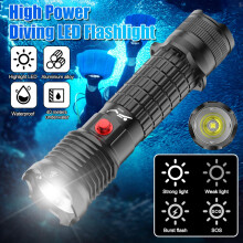 VASTFIRE Taucherlampe 2000 LM, LED-Tauchlampe mit 4 Modi, wasserdichte, wiederaufladbare Unterwasserlampe zum Schnorcheln