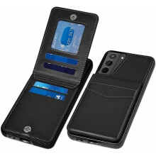 Ag luí le Cás Soghluaiste Samsung S22Plus Sealbhóir Cárta 5-URRAINN Retro V3Dubh