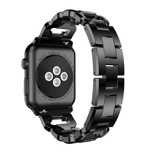 Μεταλλικό βραχιόλι με στρας συμβατό με Apple Watch με Apple Watch Series10 46mm μαύρο 1