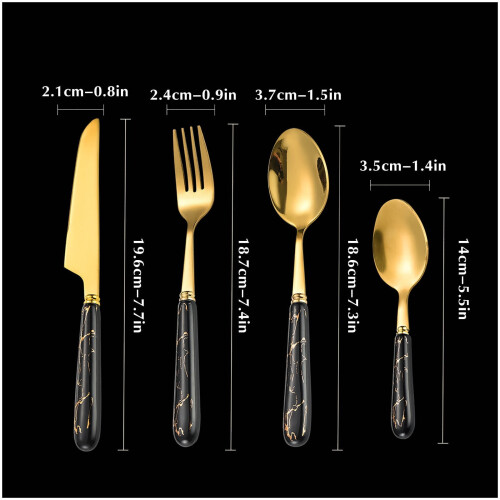 Σετ δώρου μαχαιροπήρουνων XMMSWDLA Gold Silverware 24 τεμαχίων με ροζ κεραμικές λαβές 2