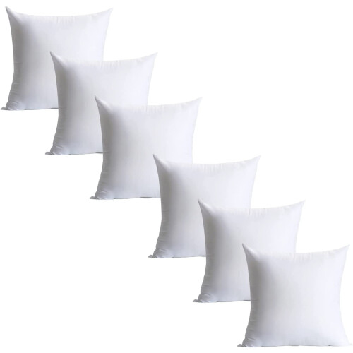 Conjunto de 6 enchimentos para almofadas quadradas de 40x40cm (16x16 polegadas). Forro hipoalergênico de microfibra escovada com enchimento de fibra