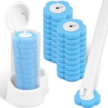 Kit per la pulizia del WC con spazzolino di ricambio, manico lungo e contenitore per riporlo - Compatibile con i supporti standard - Detergente