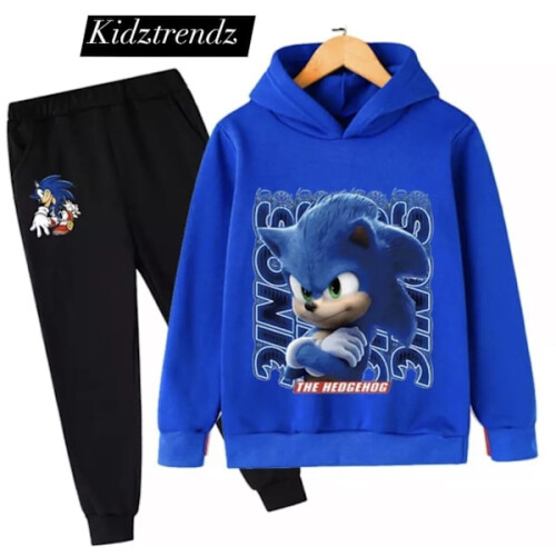 Παιδική φόρμα με κουκούλα και πουλόβερ Sonic The Hedgehog για εφήβους, μαύρη 7-8 ετών/130εκ. 2