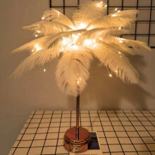 Mäkká stolová lampa z peria Elegantná rozprávková lampa pre dievčenskú izbu Nočná lampa