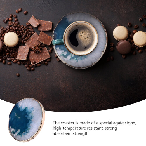 1Pc Agate Stone Coaster Geometric Round Creative Mug Pad Heat Insulation Coaster 1