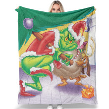 Couverture Grinch douce, chaude et confortable en flanelle pour enfants et adultes, idéale en toutes saisons, cadeau d'Halloween et de Noël, 152 cm