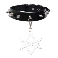 Guangmc Vintage Choker-Halskette aus PU-Leder mit Nieten für Damen und Herren