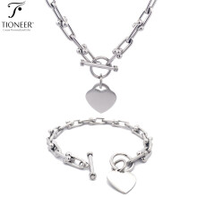 Tioneer Edelstahl-Herzanhänger-Armband / Halskette mit ovalen Gliedern oder Hardware-Gliedern