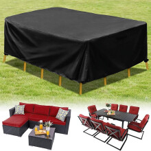 Housse imperméable et résistante pour ensemble de mobilier de jardin, canapé d'angle et table en rotin tressé (taille XXL).
