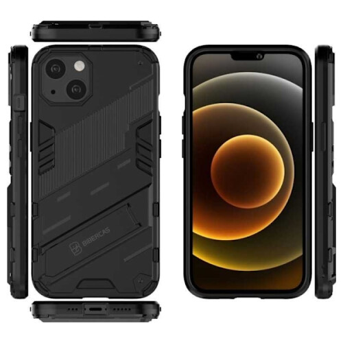 Capa à prova de choque com suporte, compatível com iPhone 15, ThinArmor V2, preta. 1