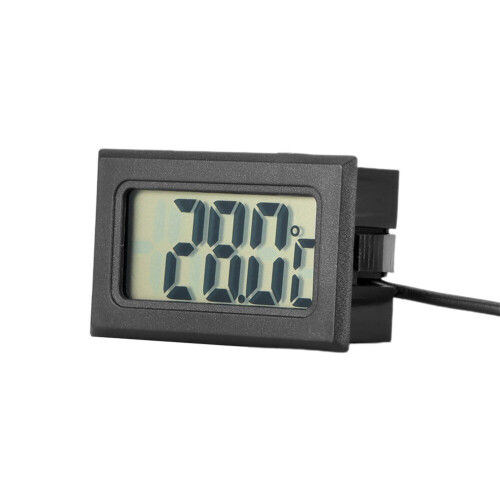 Μαύρο ψηφιακό θερμόμετρο LCD με εξωτερικό αισθητήρα για ψυγείο, καταψύκτη, 2