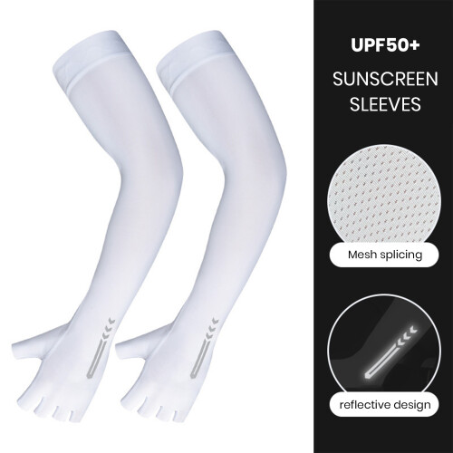 Μανίκια Washranp Sun Arm Simple Color Αναπνέει Πεντάδακτυλο Μανίκια συμπίεσης με 2