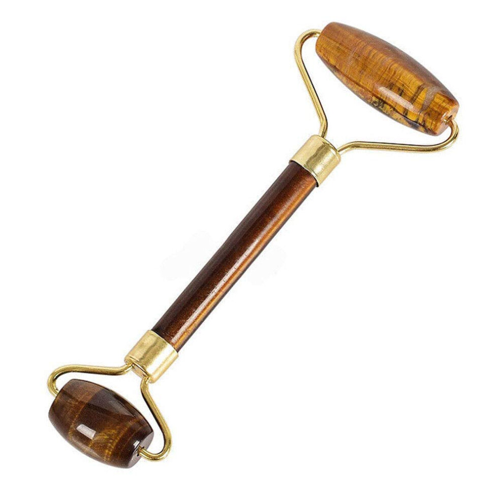 Facial Roller Double Head Jade Stone Face Slimming Massager with Tiger's Eye Crystal