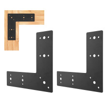 Soporte plano en L negro, acero al carbono de 3 mm, 3,0 libras