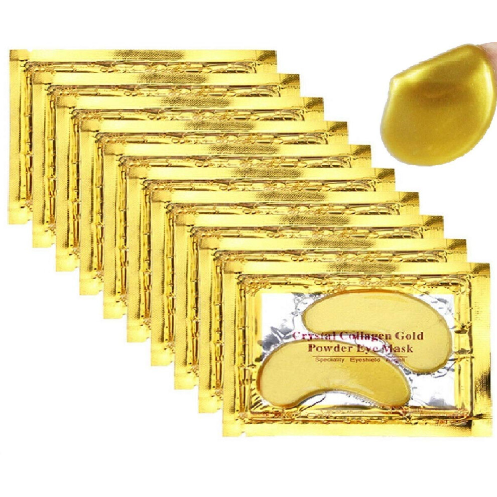 Gold/Dark 24K Collagen Under Eye Patches For Circles Puffiness Hydration Antiwrinkle 20 Pairs
