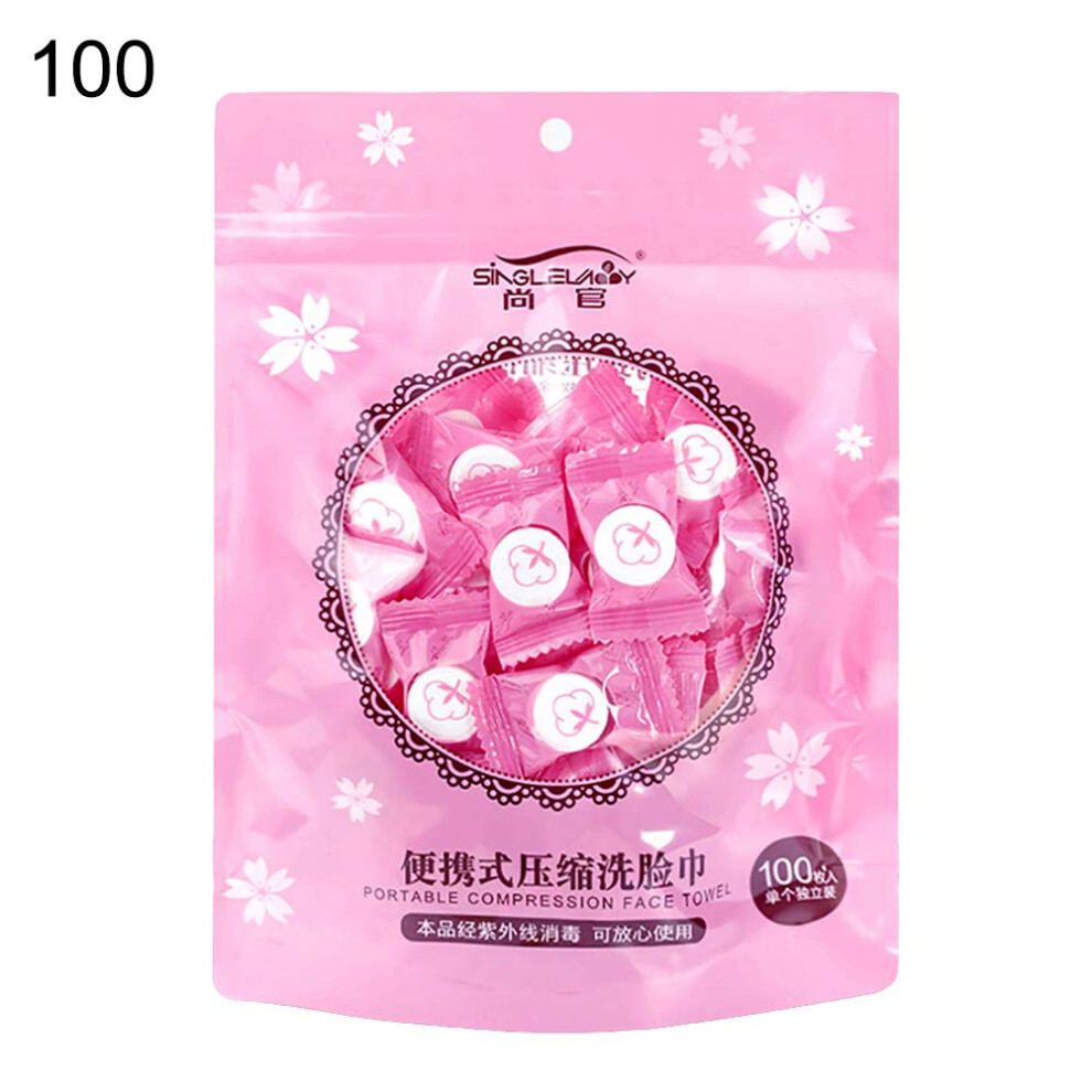 Disposable Face Towel 100pcs Soft Nonwoven Cotton Individually Packed Compressed Towels for Travel