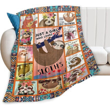 Niedliche, lustige Faultier-Kuscheldecke – Superwarmes, weiches Plüschfleece, 102 x 127 cm, Tierdeko, Geschenk für Kinder, Mädchen, Jungen,