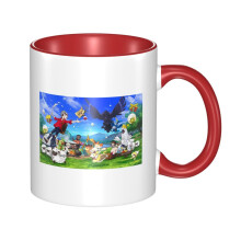 Caneca de cerâmica Pokémon vermelha de 325 ml, caneca de café fofa compatível com uso doméstico e no escritório, design exclusivo para homens e