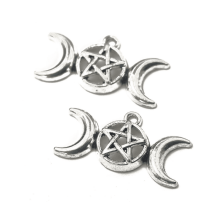 Acessórios DIY - Pingente Estrela Pontiaguda Lua Deusa Nórdica Prata