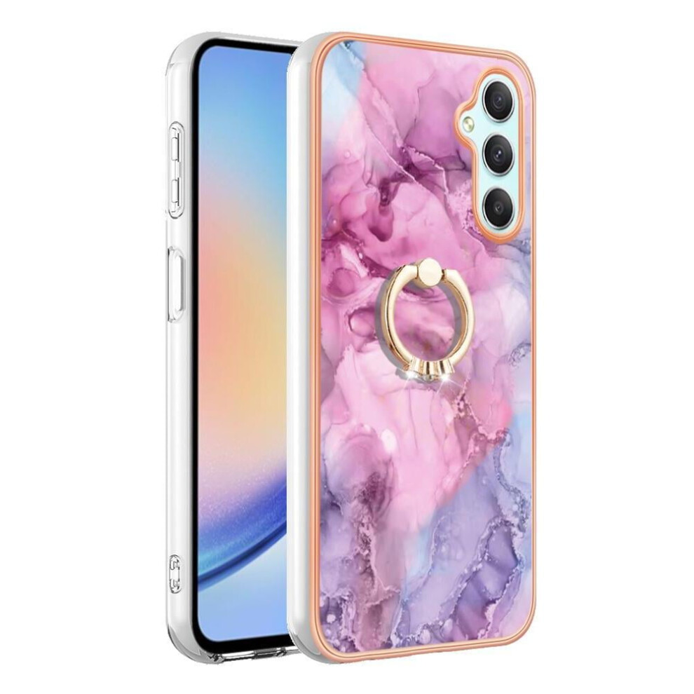 Case For Compatible With Samsung Galaxy A24 360 Rotatable Ring Bumper Marble Shockproof Tpu Silicone 9191629181384