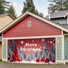 Kerstdecoratie voor garagedeur: Kerstbanner/muurschildering voor garagedeur, 7 x 16 voet groot, vrolijk kerstbord voor kerstfeestjes.