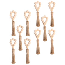 Conjunto de 10 Anéis de Guardanapo de Madeira para Presente de Amigos, Prendedores de Guardanapo, para Festas, Hotéis, Mesas, com Borlas, em