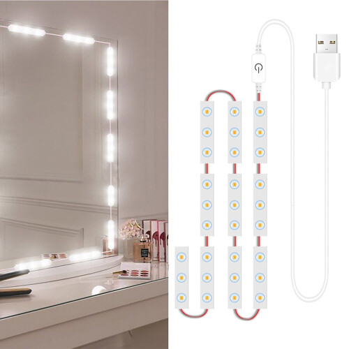 Φωτιστικά καθρέφτη μακιγιάζ LED Leyfeng10PCS, με ρύθμιση έντασης, τροφοδοσία USB, συμβατά