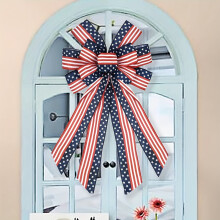 Lucky Patriotiske Kranssløjfer, Rød Blå Jute Sløjfe med Amerikanske Flagstjerner, 4. juli & Memorial Day Dekoration, Trætop Sløjfer til