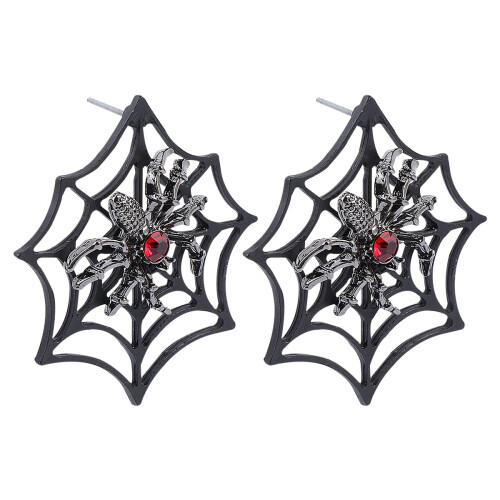 Edderkoppespind Øreringe til Kvinder - Halloween Smykkesæt (Sort 2