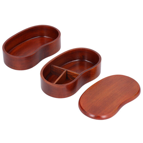 Dekaim Bento Box Ιαπωνικού Στυλ Φορητό Διπλό Στρώμα Μέσης Bento Box Ξύλινο Απλό Κουτί Σούσι 1