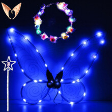 Funkelnde Feenflügel für Erwachsene, LED-Stirnbänder für Feenpartys, Sternenblau, Sternenblau, Sternenblau