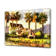 Decorațiune cu casă în copac de cocos, pictură pe pânză, poster, decor dormitor, peisaj sportiv, decor cameră de birou, cadou, stil ramă,