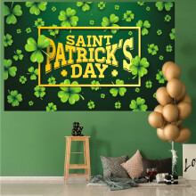 Federra St. Patrick's Day Achtergronddoek Vlag Festival Feestdecoratie Ierse Klavertjes Thema Banner 180 * 115 cm / 70,8 * 45,2 inch